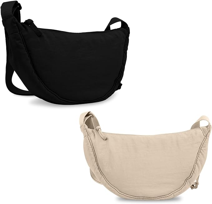 Small Nylon Crescent Crossbody Purses Bag for Women