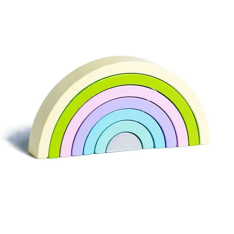 Montessori-Regenbogen-Stapelblöcke aus Holz 3