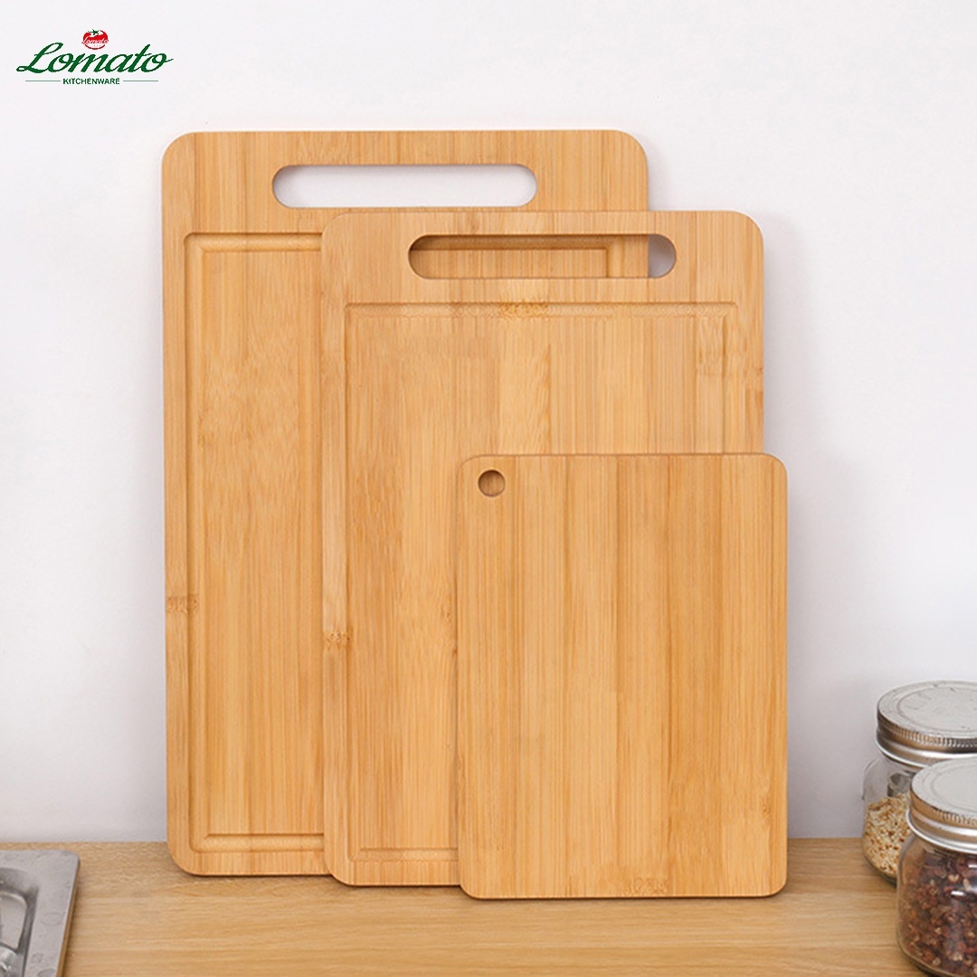 Solid Wood 3-Piece Cutting Board Set with Handle
