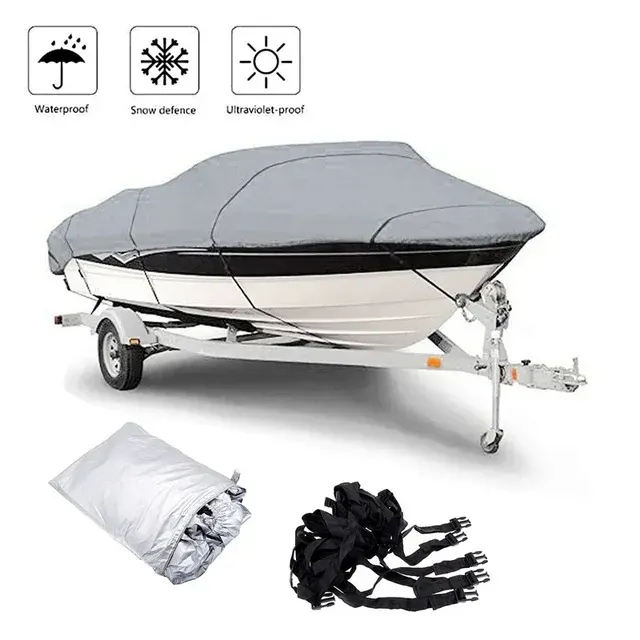 Schwarz Blau Silber Canvas Yacht Bootsabdeckung 11-22ft Barco 3