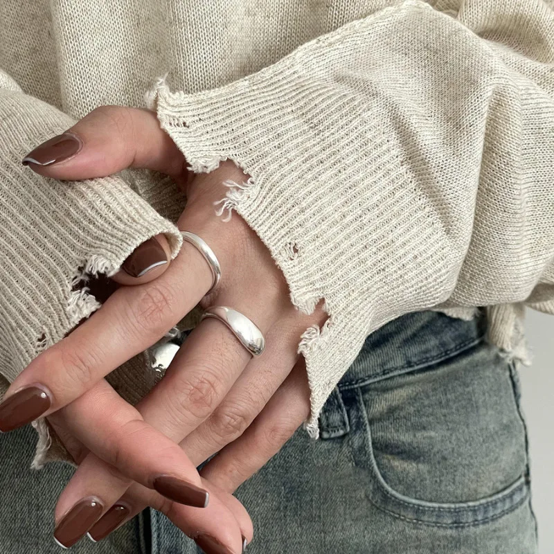 VENTFILLE 925 Sterling Silber Unregelmäßigen Ring für Frauen 4