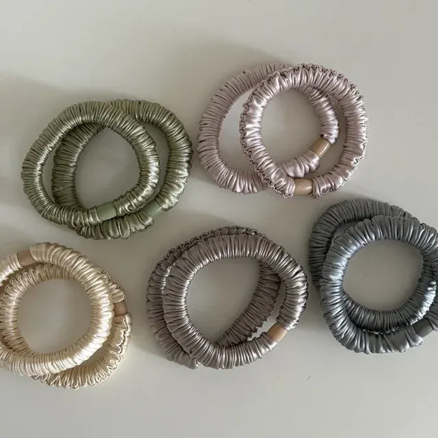 Mode Elastische Seide Scrunchie für Frauen Einfarbig Satin 3