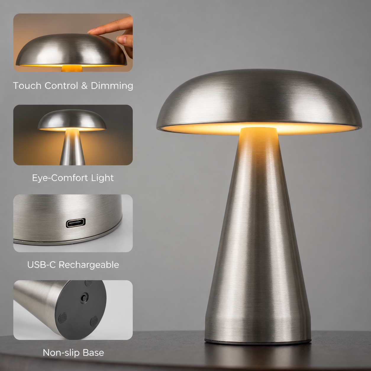 Nordic Gold Metal Mushroom Table Lamp 2