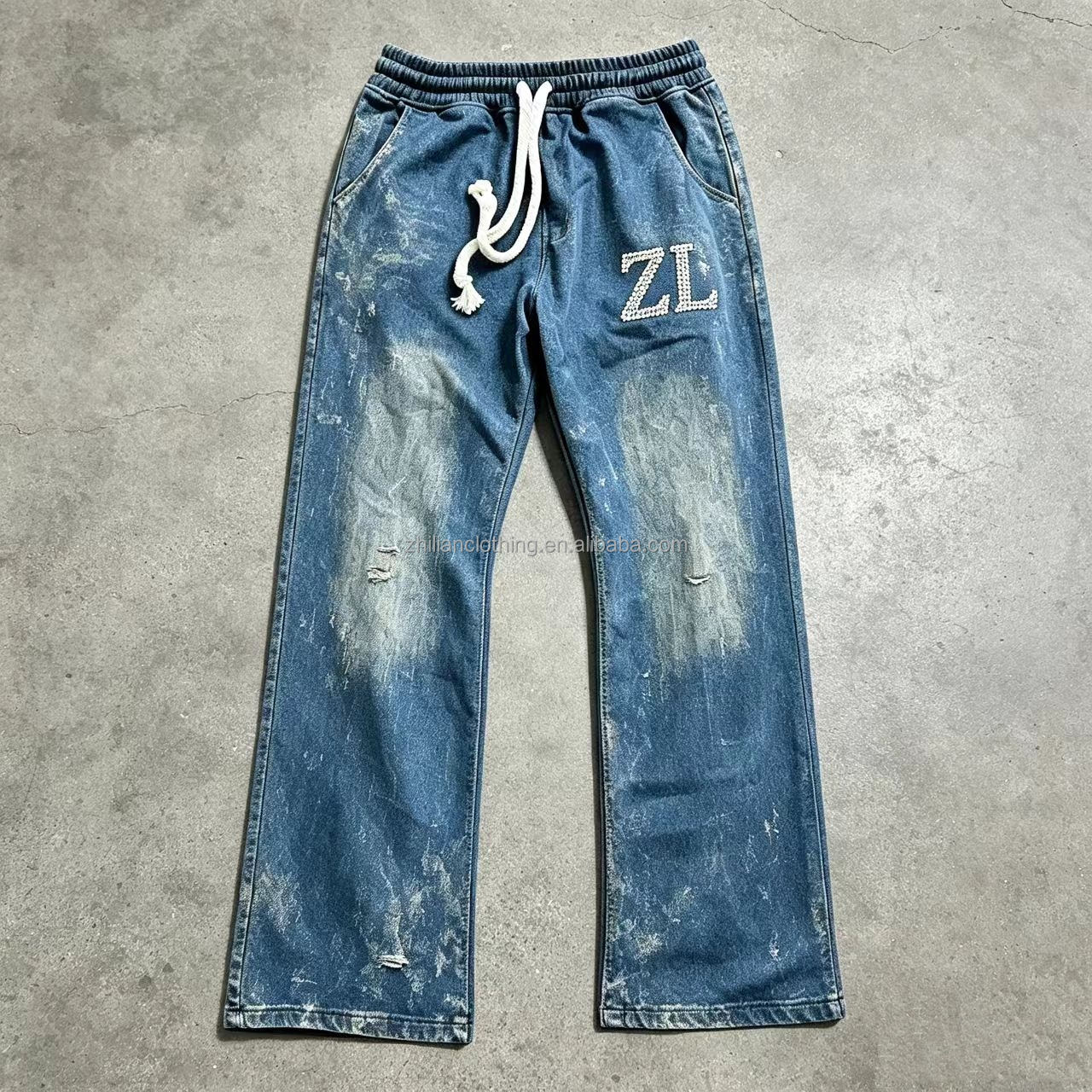 Vintage Acid-Wash Cotton Micro Flare Sweatpants 3