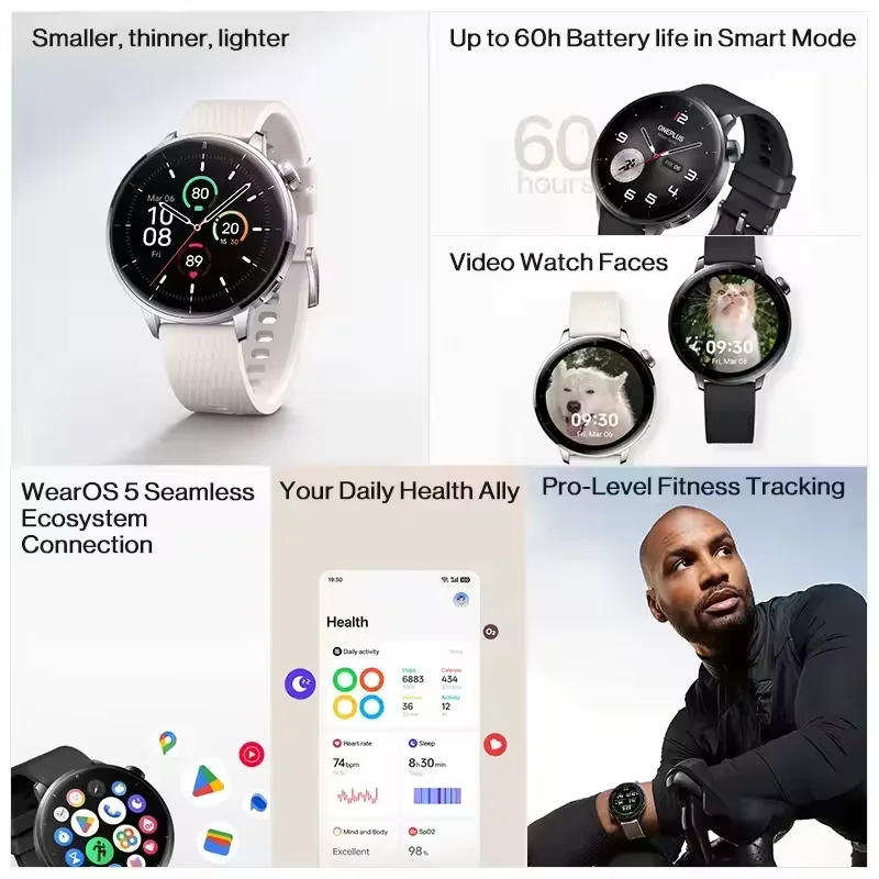 AMOLED-Sportsmartwatch mit GPS und NFC