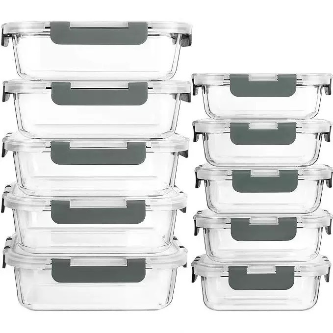 10-Pack Glass Food Storage Container Set BPA Free