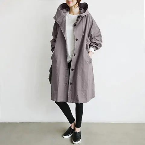 Loose Women's Mid-Length Windbreaker Jacket