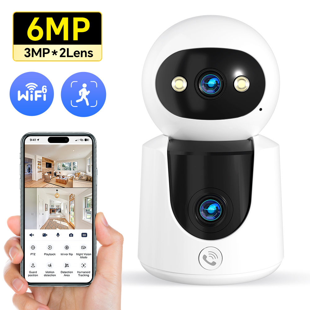 6MP Dual Lens PTZ Security Camera 2K HD
