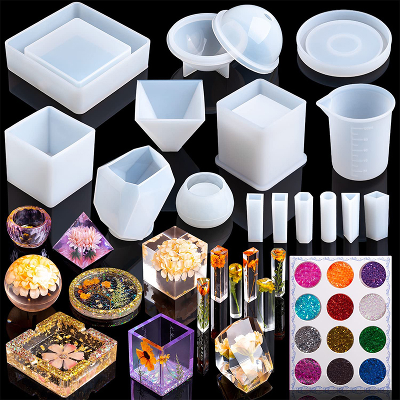 Resin Molds Silicone Kit 14Pcs Epoxy Including Sphere