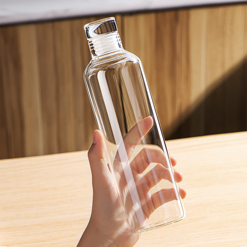 Transparent Glass Water Bottle with Time Marker