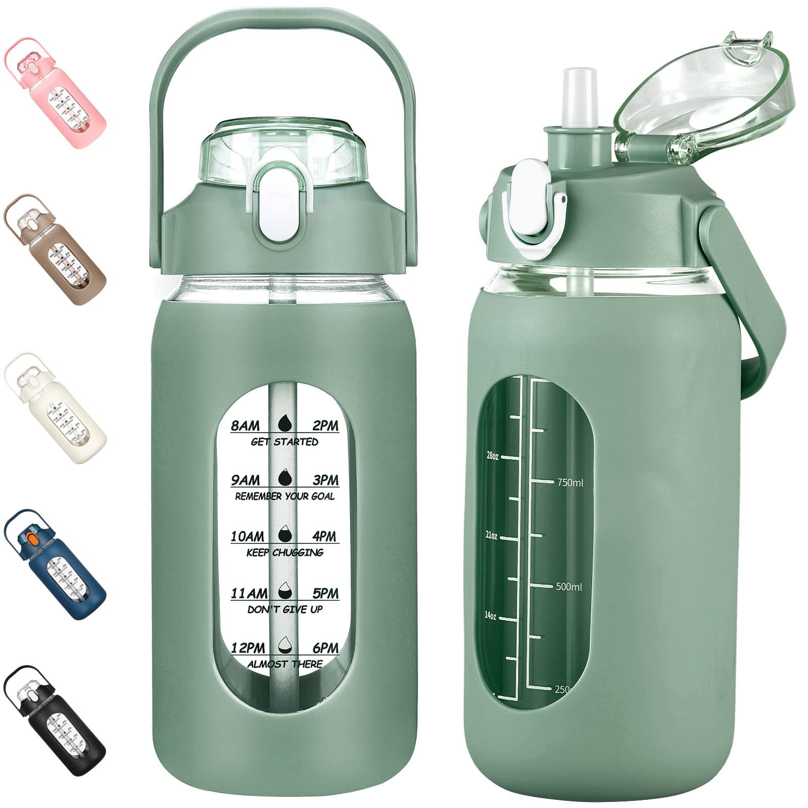 1 1.5 2 Litre Glass Water Bottles With