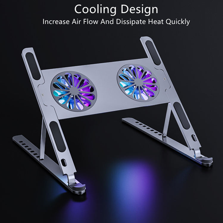 Aluminum Laptop Stand with RGB Light and Fan 4