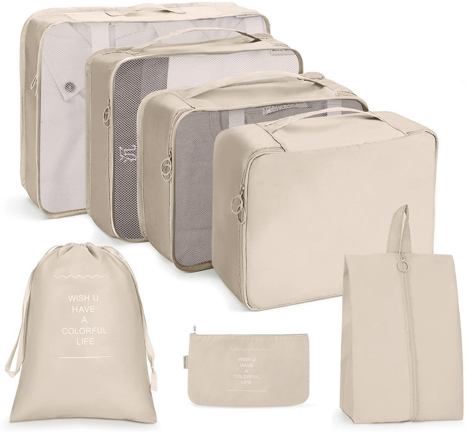 Universal 7pcs Set Travel Packing Cubes With Storage