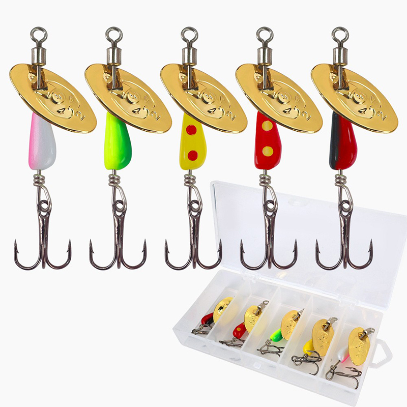 5-Piece Rotating Spinner Lure Set
