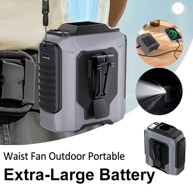 Rechargeable Waist Mini Fan with Powerbank 1