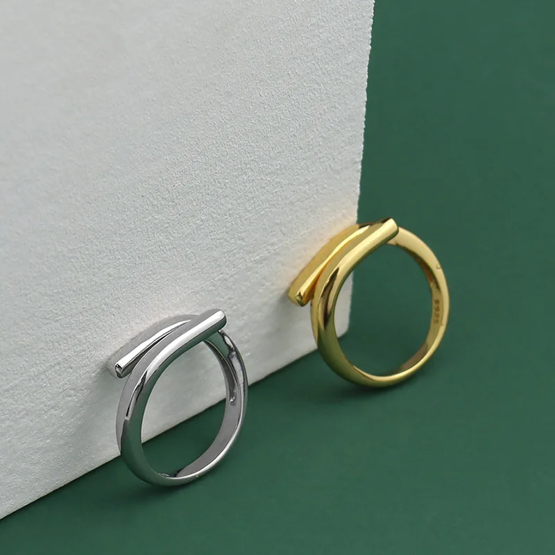 XIYANIKE Silber Farbe Doppel Schicht Geometrische Ring Weiblichen 4