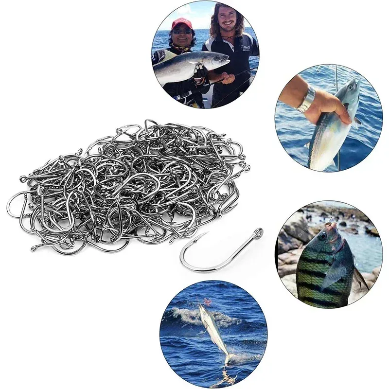 Carbon Steel Fishing Hook Set, 50 Pieces