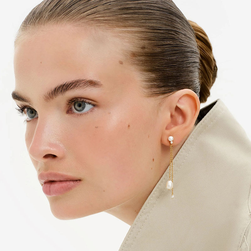 925 Sterling Silver Natural Pearl Drop Earrings 18k 3