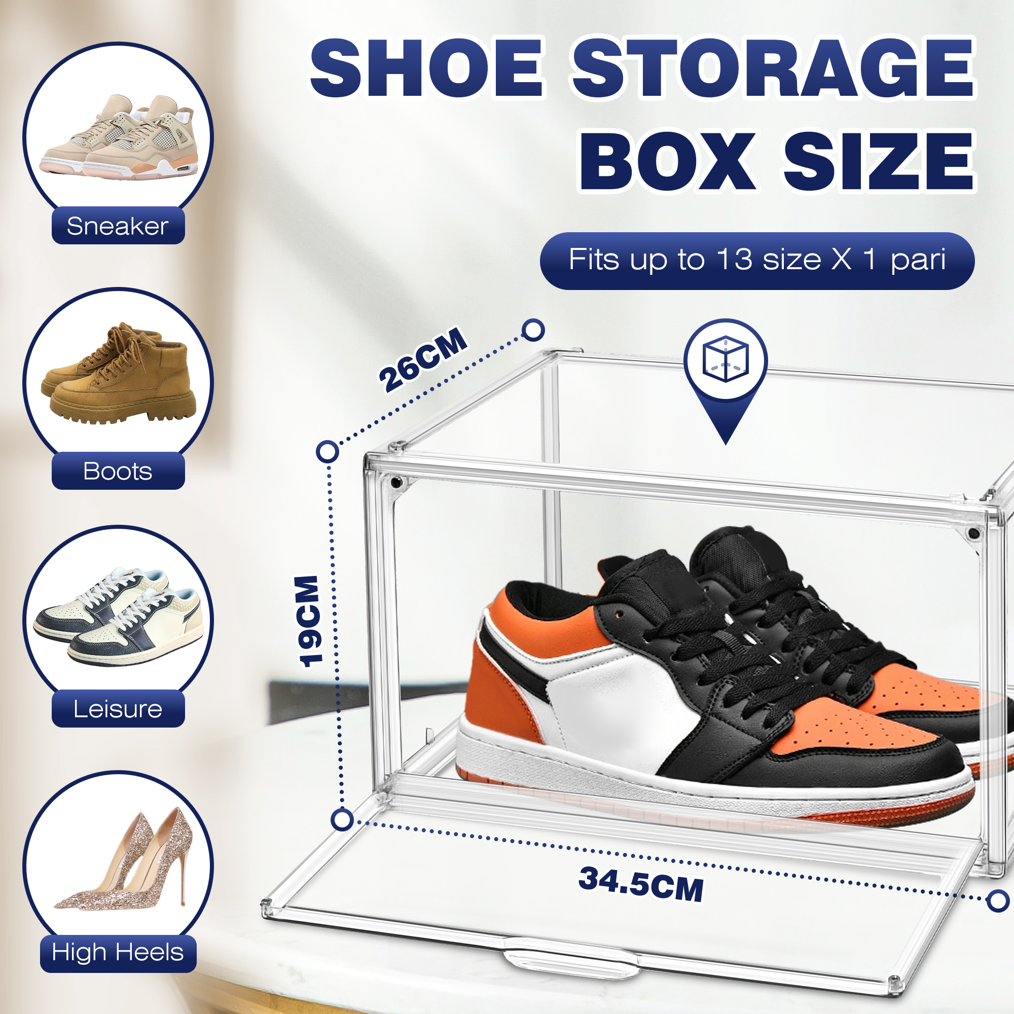 Stapelbare Acryl-Schuhbox mit Magnetklappe 2