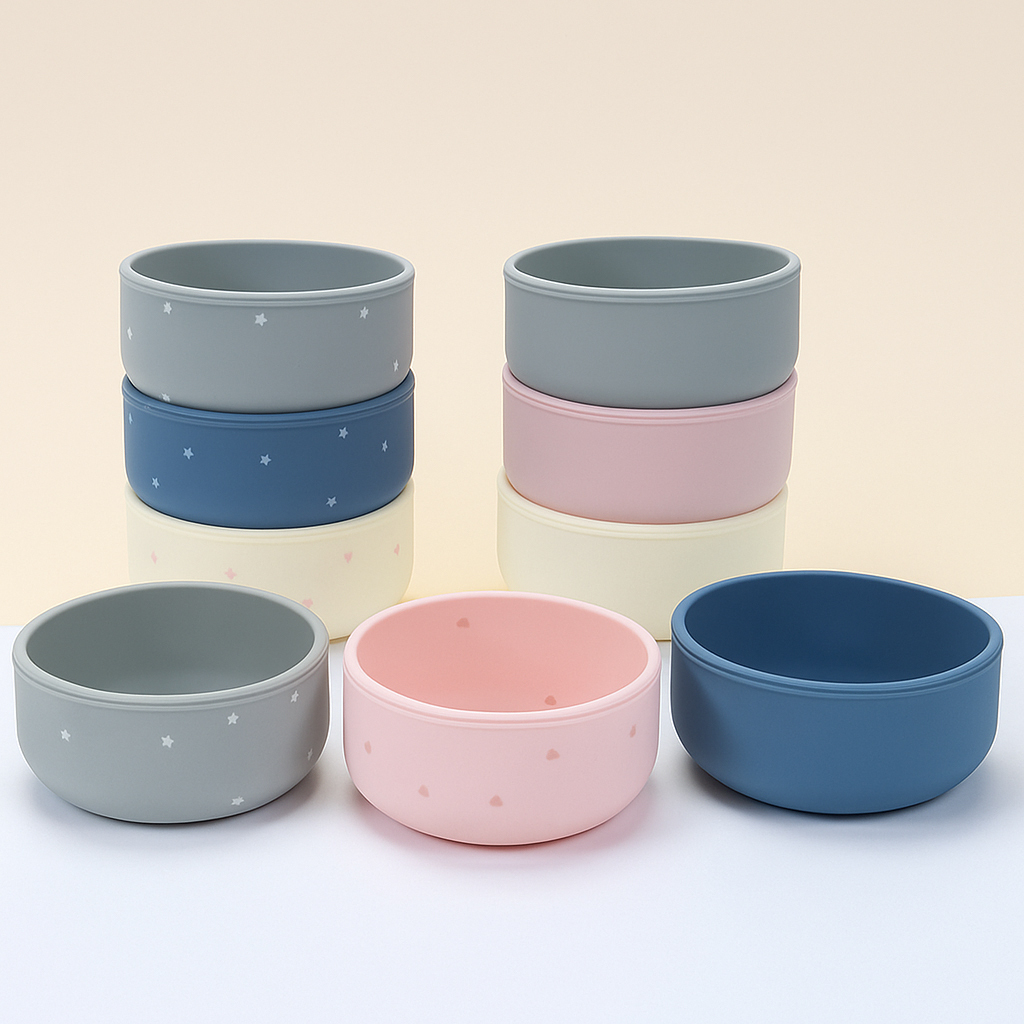 Color Non-Suction Baby Silicone Bowl Lightweight Durable Infant