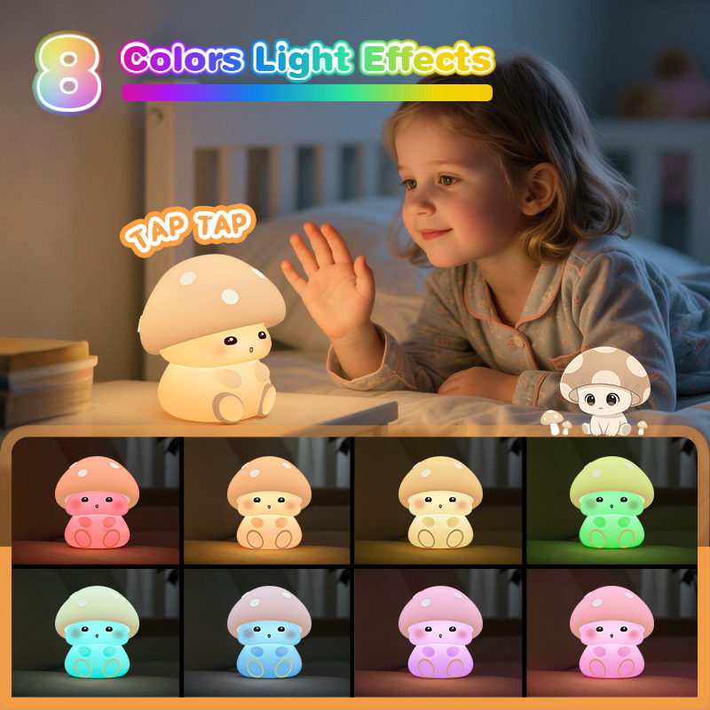 Mushroom Silicone Night Light Kids USB Rechargeable 4