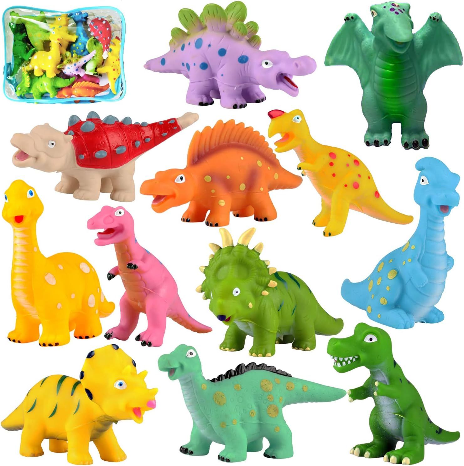 Mold-Free Silicone Dinosaur Bath Toy Set
