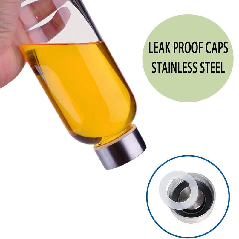 Print 500ml Reusable Clear Glass Water Bottle Stainless 2