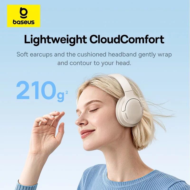 Baseus Kabellose Kopfhörer Bluetooth 6.0 HIFI-Kopfhörer 40mm-Treiber Faltbare 4