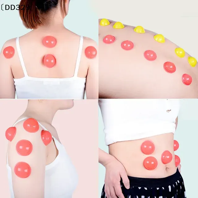 12-teiliges Silikon-Massage-Schröpfgläser-Set Chinesische Therapie Körpermassagegerät Anti-Vakuum-Dosen〔DD329〕 2
