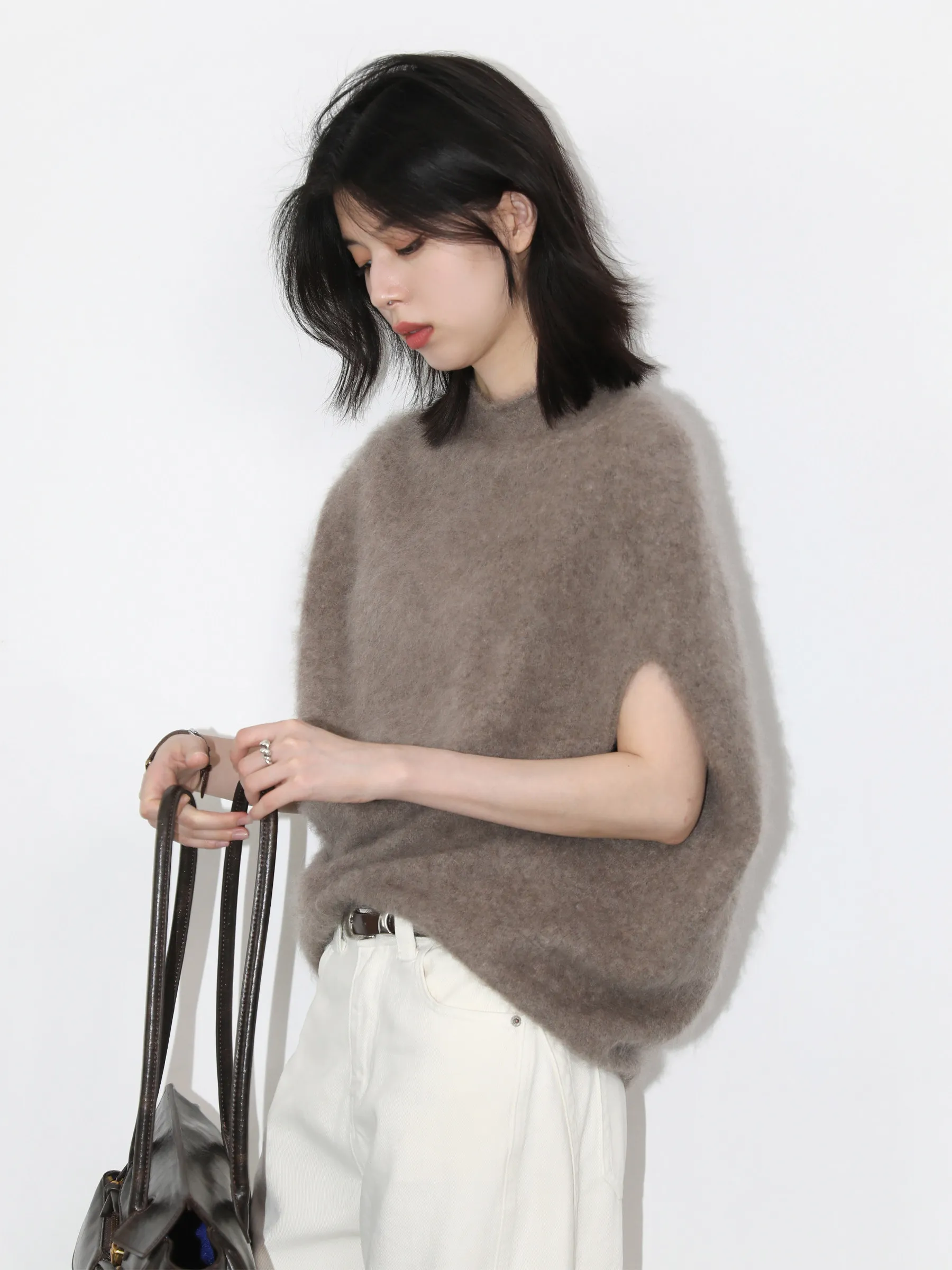 CHIC VEN Damen Rollkragen-Wollpullover Lässig Ärmellos Oversized Retro 2