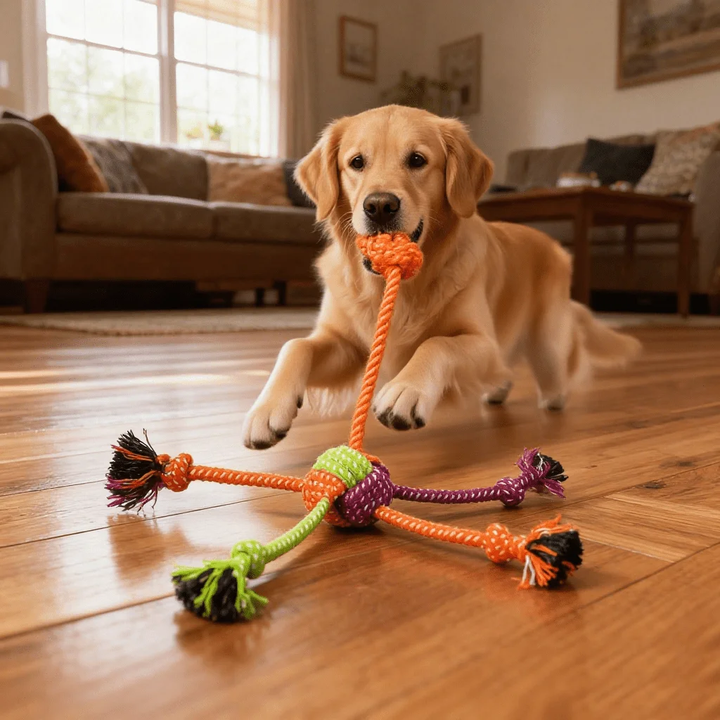 1 Stück Langlebiges Bissfestes Interaktives Knotenspielzeug für Hunde