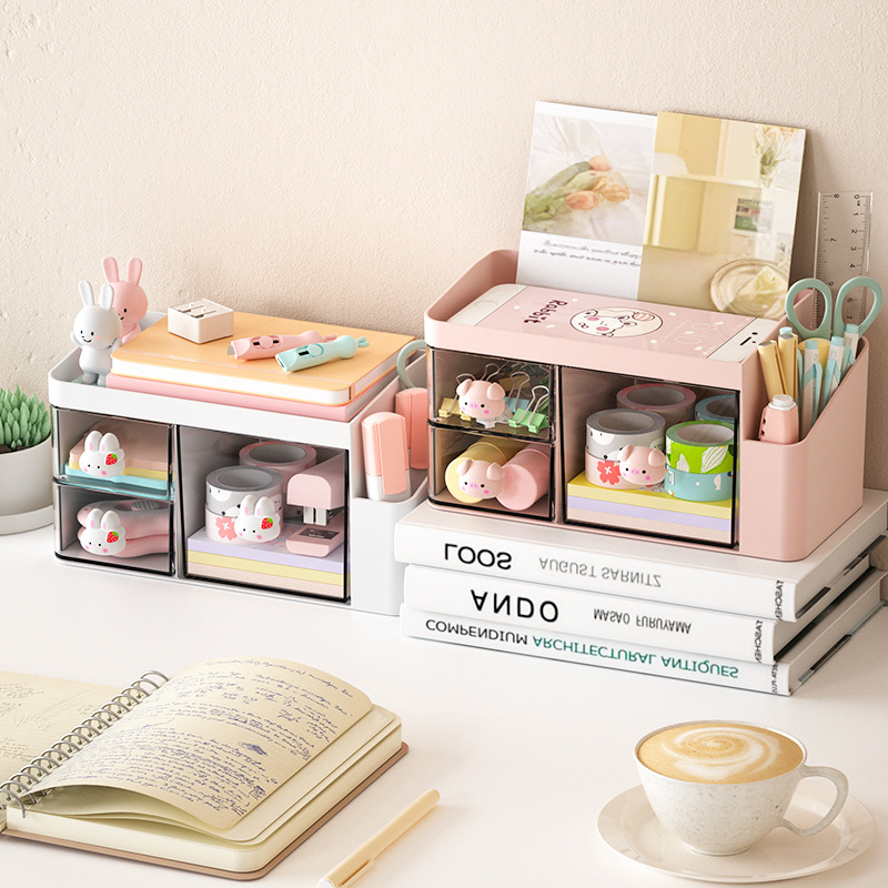 Plastic Desk Organizer with Drawers 3