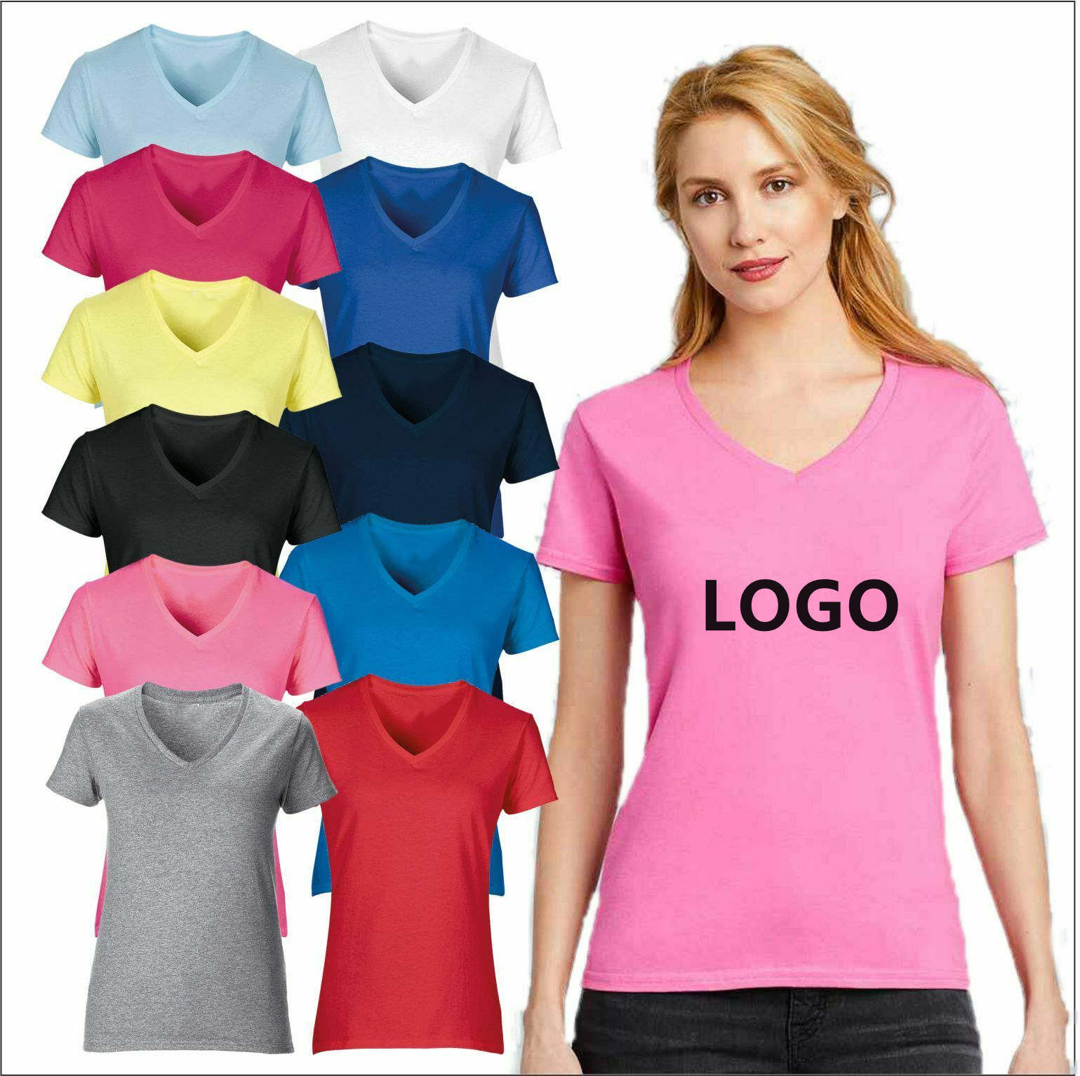 Women's Plus Size V-Neck Summer Cotton Tee