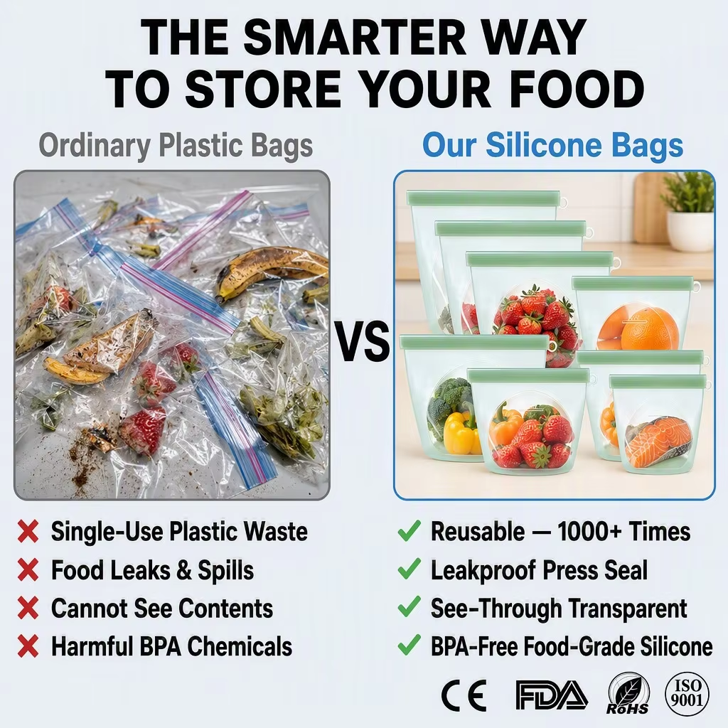 Reusable Food Grade Silicone Zip Bag 2