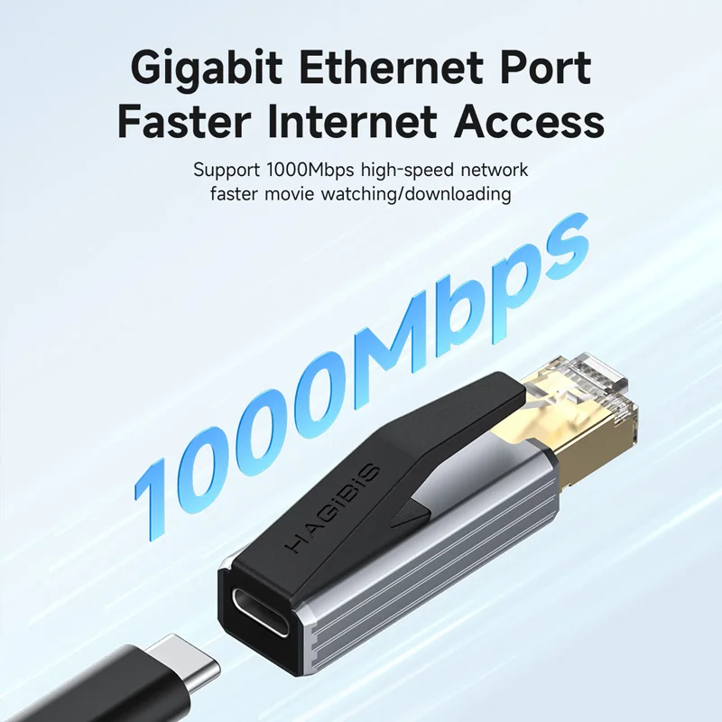 Hagibis USB-C-auf-Ethernet-Adapter 1 Gbit s Gigabit-USB-C-Buchse auf RJ45-Stecker 2