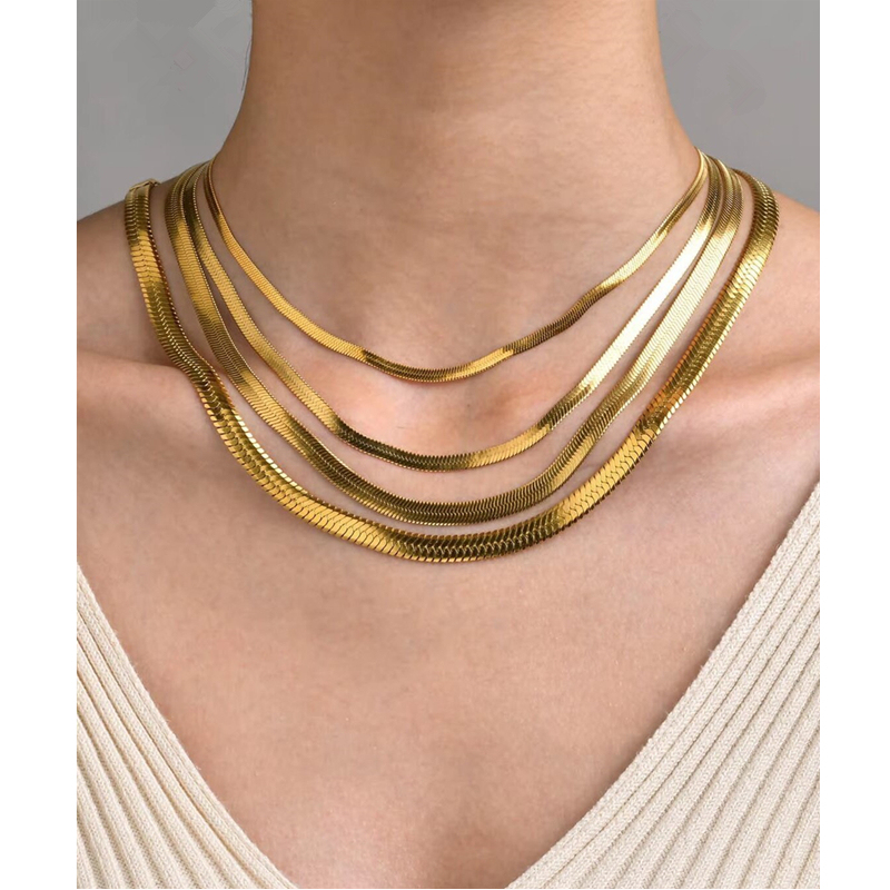 High End 18K PVD Gold Plated Herringbone Choker