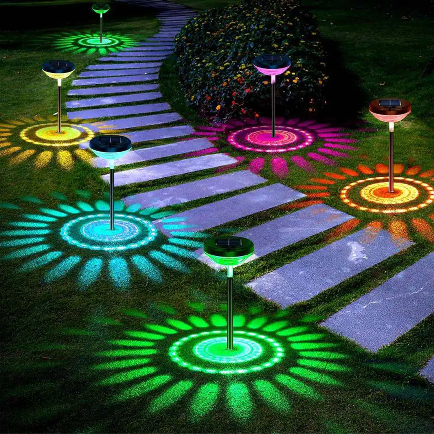 Pattern Design RGB Waterproof LED Solar Garden Outdoor