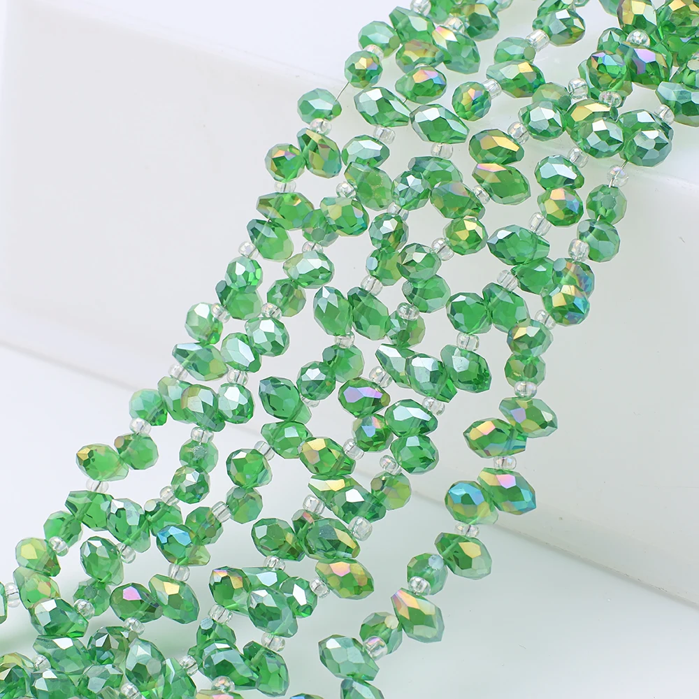 95 Stück Set 5x8mm Grüne Seitenloch-Wassertropfen Kristallglas Lose 4