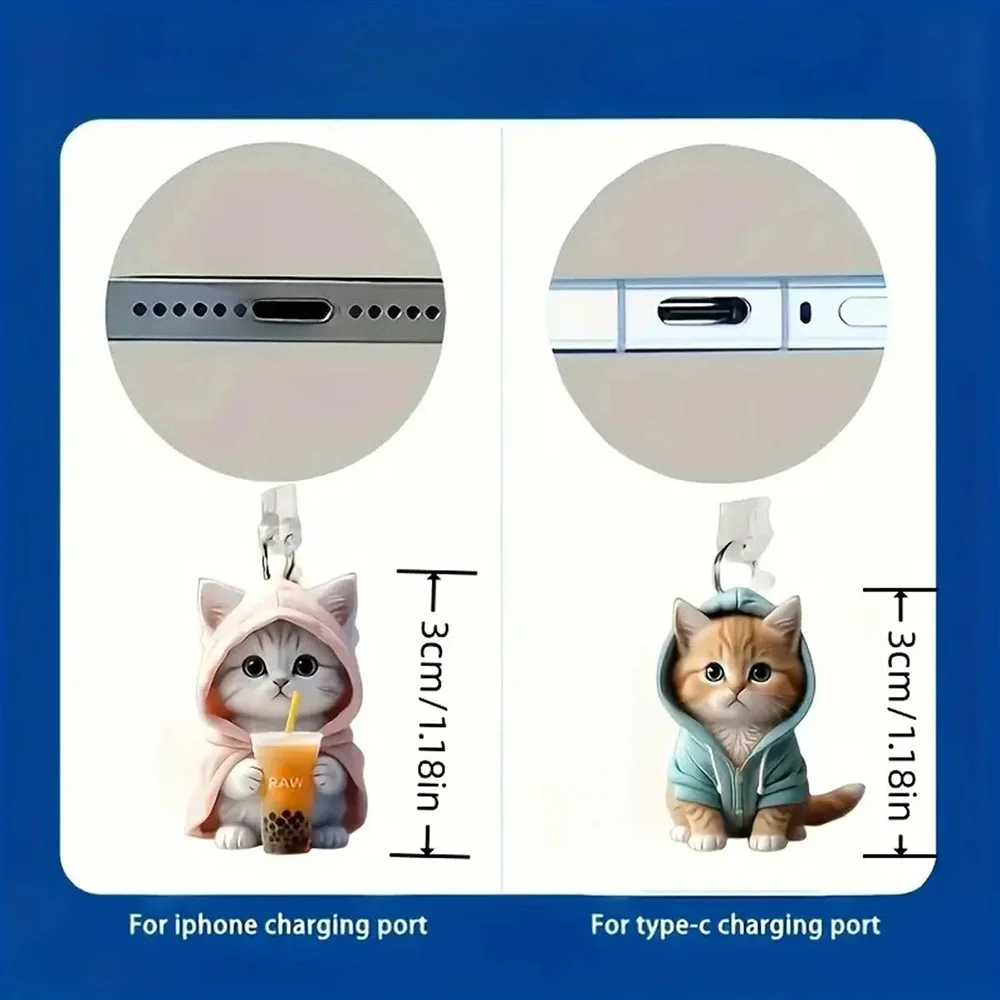Cute 3D Cat Port Dust Plug Charm 3