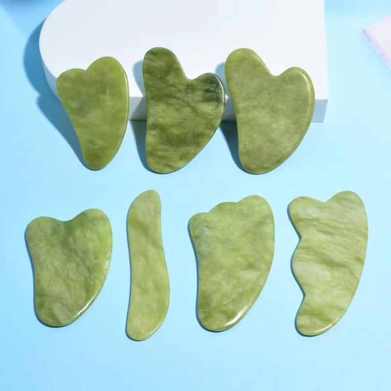 Green Jade Gua Sha Natural Stone Smooth Cold 2