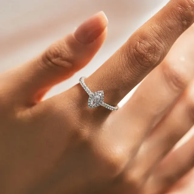 Marquise Cubic Zirconia Silver Ring 2