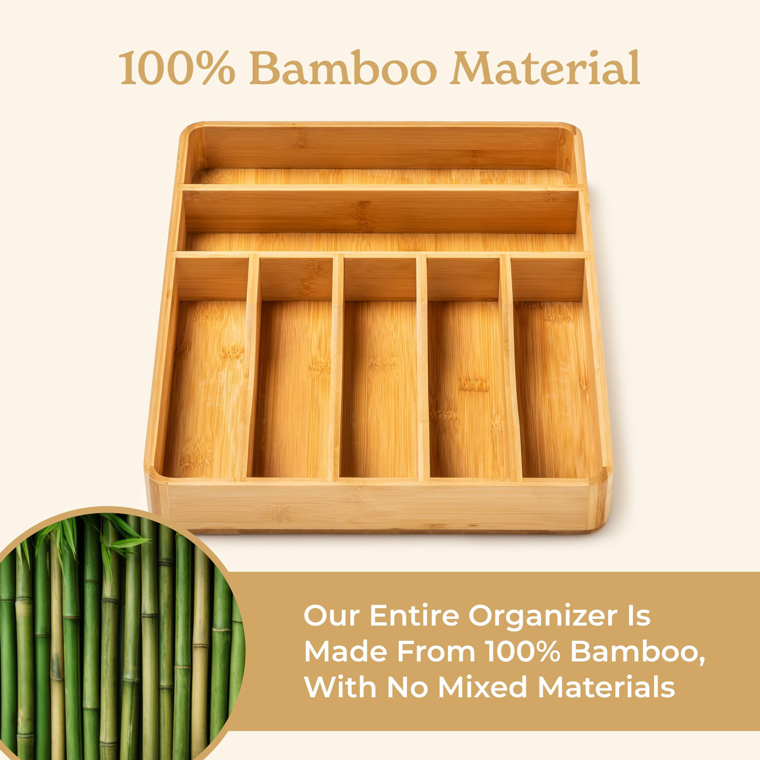 Bamboo Drawer Organizer with Utensil Holder 3