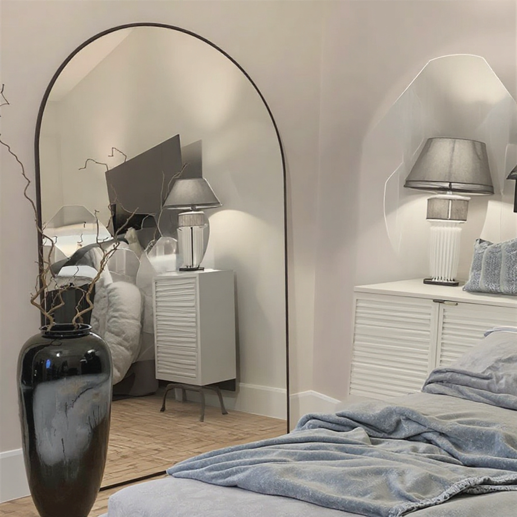 Large Aluminum Arch Floor Mirror 3