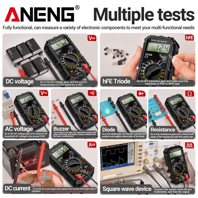 AC/DC Digital Multimeter with LCD Display 4