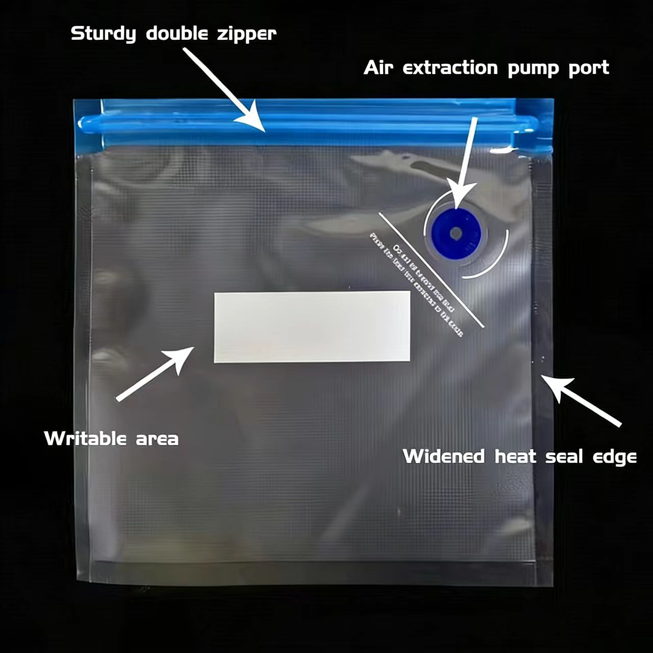 Reusable Vacuum Storage Bag With Double Zipper And