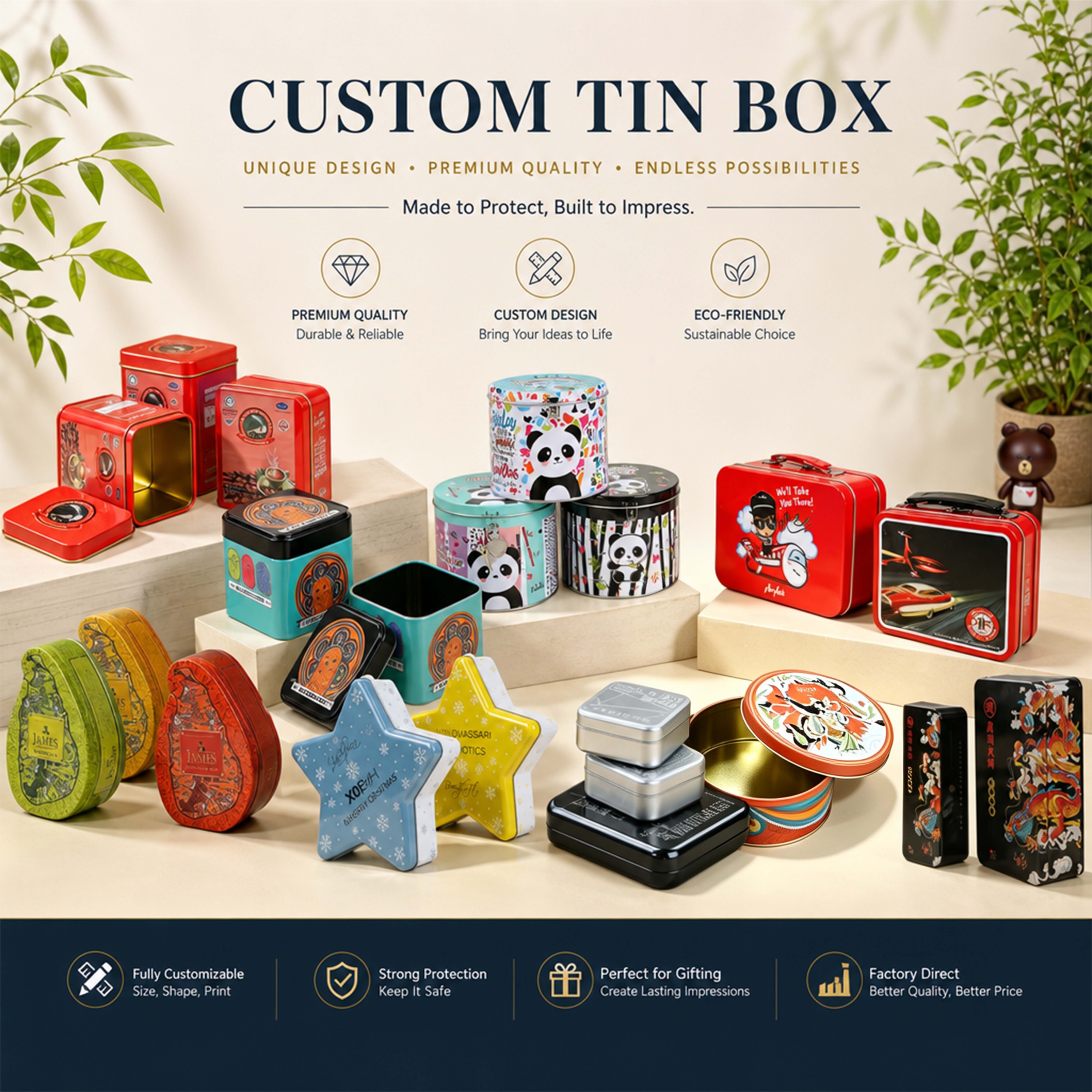 Eco-Friendly Tinplate Rectangle Metal Watch 3