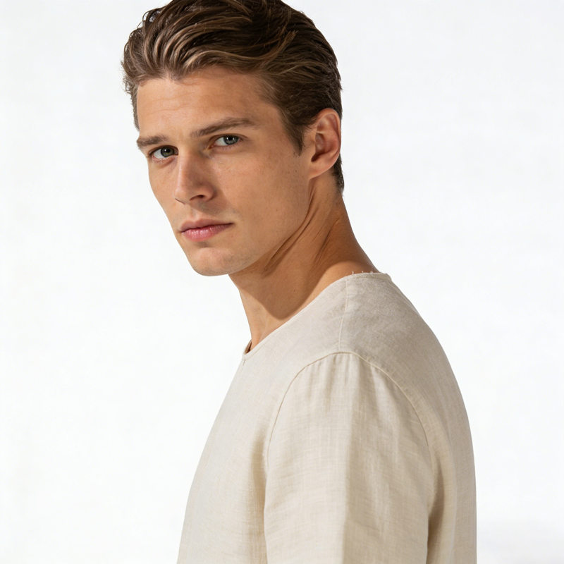 Men's Relaxed Fit Linen T-Shirt Breathable 2