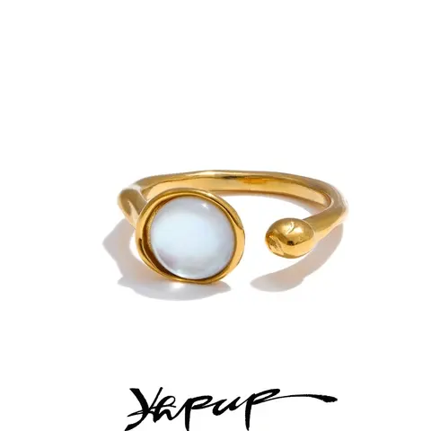 Stainless Steel Shell Butterfly Geometric Ring