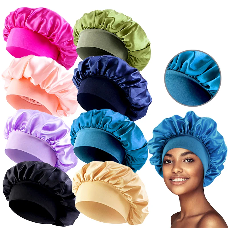 Satin Sleep Bonnet with Elastic Band