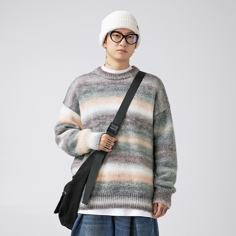 Gradient Satin Round Neck Sweater